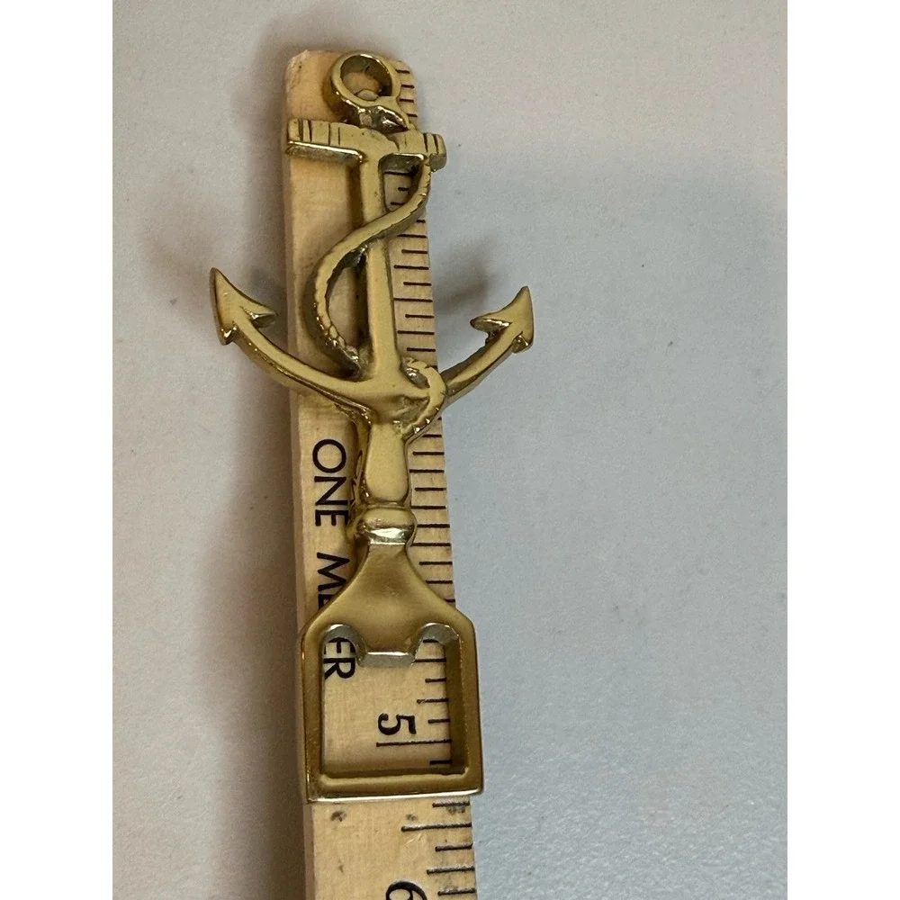 Vintage Brass Anchor Bottle Opener Nautical Marine Figural Rope Soda Cap Lifter